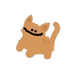 Gizmo, the imaginary orange kitten with an enormous grin